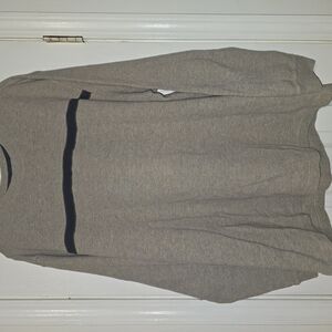 Gray Long Sleeve Shirt with Black Stripe